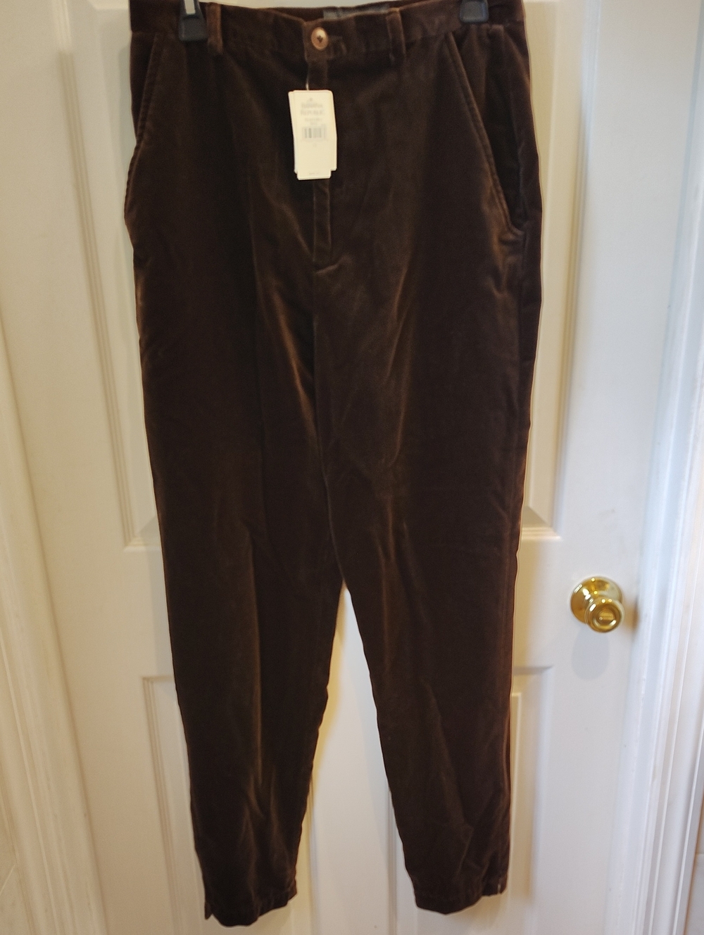 Banana Republic Brown Straight Leg Velour Pants 12 NWT Women's